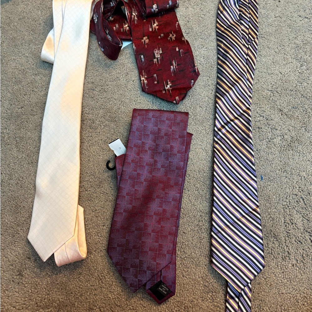 Lorenzo Men's Tie Collection - Ivory, Maroon, and Striped